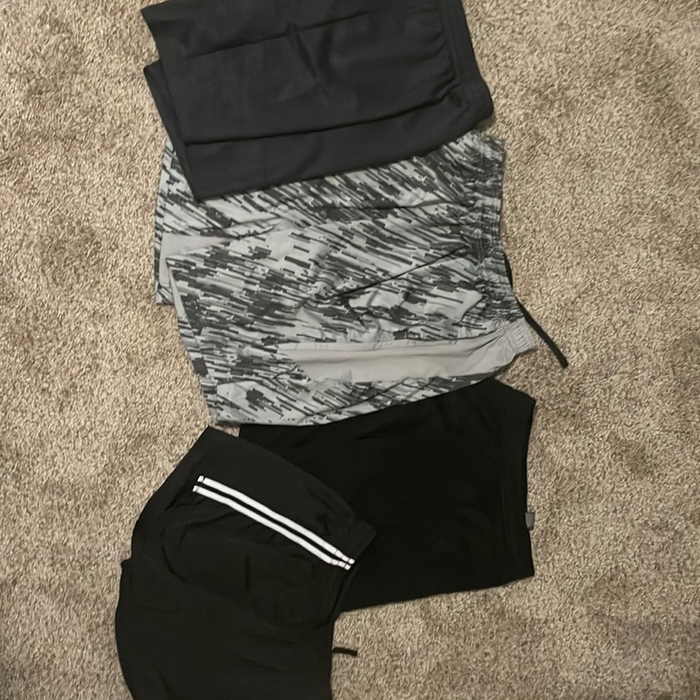 3 boys shorts- Dark Grey(XL) Light Grey (L) Black (L) and 1 girl shorts(L)